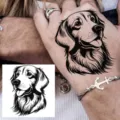 Temporary golden retriever dog tattoo sticker hand body art waterproof cute animal design - HA029