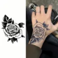 Black and white rose temporary tattoo sticker for hand back and body art decoration! - HL065 / 12x8cm