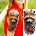 Temporary tattoo sticker fox rose animal design waterproof body art for arm and leg use - NZ1253 / 19.8x9.6CM