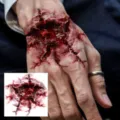 Halloween bloody wound tattoo sticker realistic horror scar hand sticker waterproof - Bloody Wound (HA045) / 8x8cm