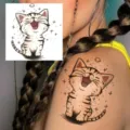 Waterproof cute cartoon cat temporary tattoo sticker for shoulder and arm body art decor. - HA032
