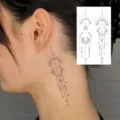 Adesivo per tatuaggio temporaneo sole luna geometrico per collo e dita, body art impermeabile. - HS099