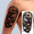 Adesivo tatuaggio temporaneo aquila per braccio e gamba, design d'arte corporea impermeabile. - NZ885 / 19.8x9.6CM