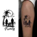 Waterproof family silhouette tattoo sticker temporary arm body art design transfer decal - Palm Tree Family Silhouette (HA056) / 8x8cm