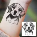 Temporary Puppy Tattoo Sticker Waterproof Black White Dog Arm Body Art Decal. - HA034