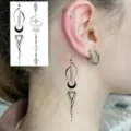 Adesivo per tatuaggio temporaneo luna freccia geometrica per collo orecchio, arte corporea. - HS101