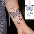 Autocollant de tatouage temporaire papillon pour bras main, lune florale colorée. - Papillon Lune Géométrie(FO296) / 15x7CM