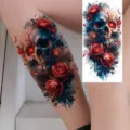 Watercolor skull rose temporary tattoo sticker for arm leg body art waterproof - NZ1186