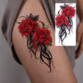 Sexy red rose flower tattoo sticker body art temporary tattoo for arm and leg design - Rose Flower Style (NZ1296)