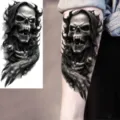 Halloween dark skull temporary tattoo sticker for arm and leg gothic body art main - Hooded Skull(NZ052)