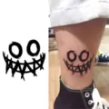 Temporary tattoo sticker creepy smile creepy face waterproof body art sticker for arm leg - Funny Horror Smile (HA061) / 8x8cm