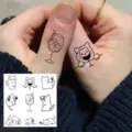 Minimalist line art cat wine glass temporary tattoo sticker waterproof hand body art decor - HA037