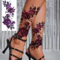 Sexy purple rose temporary tattoo sticker for arm and leg, elegant floral body art. - Rose Flower Style (NZ1298)