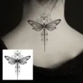 Exquisite dragonfly temporary tattoo sticker elegant black floral body art for women girls - HA146 / 8x8cm