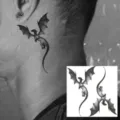 Black dragon temporary tattoo sticker for neck and hand, waterproof body art style. - Flying Dragon Totem (HA063) / 8x8cm