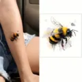 Watercolor bumblebee temporary tattoo sticker, realistic insect body art for arms and hands. - HA043