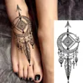Adesivo per tatuaggio temporaneo trasferimento acqua acchiappasogni freccia piede - Stile Acchiappasogni (FO008) / 15x7cm