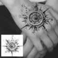 Temporary tattoo sticker tribal spear compass design waterproof hand art body decoration style SKU - Angel Spear Totem (HA064) / 8x8cm