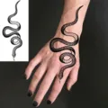Temporary snake tattoo sticker, realistic black serpent body art for hand and wrist wear. - Black Snake Style (FO064) / 15x7CM