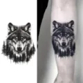 Realistic wolf forest tattoo sticker for arm and hand, waterproof temporary body art design. - HA046