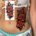 Sexy rose butterfly temporary tattoo sticker for waist body art, waterproof fake tattoo design. - Rose Flower Style (NZ1303)