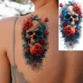 Halloween skull and rose temporary tattoo sticker waterproof body art for festival party. - NZ1192