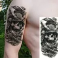 Halloween dark samurai skull temporary tattoo sticker for arm leg body art waterproof design - Dark Samurai Skull(NZ036)