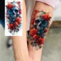 Halloween Skull Red Rose Temporary Tattoo Sticker for Arm and Leg Body Art Design - NZ1193 Pattern