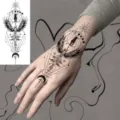 Adhesivo de tatuaje temporal de fénix geométrico negro para la mano y brazo arte. - 15x7CM / Estilo FO224