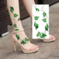 Green vine leaves temporary tattoo sticker for leg ankle waterproof body art body decoration - Rose Flower Style (NZ1309)