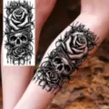 Halloween skull rose temporary tattoo sticker for arm and leg gothic body art decor - NZ1194 Pattern