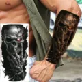 Halloween dark skull temporary tattoo sticker waterproof mechanical arm decal for men - Mechanical Skull(NZ037)