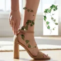 Green Vine Temporary Tattoo Sticker Ankle Body Art Waterproof Floral Style Variant. - Rose Flower Style (NZ1310)