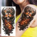 3D Gothic Skull Wing Waterproof Temporary Tattoo Sticker for Arm Leg Halloween Body Art - Mechanical Skull Wings(NZ038)