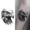 Waterproof eagle tattoo sticker with realistic black design and skin effect display for men. - HA059