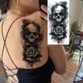 Gothic skull rose temporary tattoo sticker for arm leg Halloween body art waterproof 1pc - NZ1273 Pattern