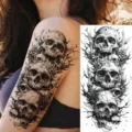 Halloween dark skull temporary tattoo sticker for arm and leg gothic body art waterproof - Skull Candle(NZ039)