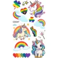 Hoja de calcomanías de tatuaje temporal de unicornio arcoíris impermeable brazo - Patrón CD047 / 12x6.8cm
