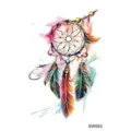 Autocollant Tatouage Temporaire Attrape-Reve Colore Plume Aquarelle Design SW553 - SW553 / 9.8x5.8cm