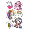 Cute cartoon unicorn temporary tattoo sheet for cute kids and adults hand neck body art - SW734