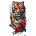 Stickers per tatuaggio temporaneo tigre acquerello per braccio, vivace e realistico. - Stile Tigre Rosa (NZ922) / 19.8x9.6CM