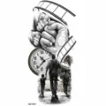 Temporary tattoo sticker black and white sketch family love arm body art waterproof design - NZ1061 Holding Hands Watch Film Style / 19.8x9.6CM