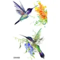 Watercolor hummingbird temporary tattoo sticker for hand back arm neck body art decor. - Hummingbird Pattern (SW488) / 9.8x5.8cm