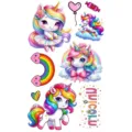 Colorful cartoon unicorn temporary tattoo sheet cute rainbow body art sticker for kids women - SW735