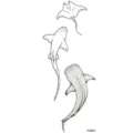 Marine animal temporary tattoo sticker black line art waterproof body art design variant sku - FO521
