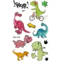 Colorful cartoon dinosaur temporary tattoo stickers, cute waterproof body art for kids. - SW078 Dinosaur