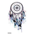 Autocollant de tatouage temporaire attrape-reves en plume, art corporel pour le cou et les mains. - SW554 / 9.8x5.8cm