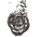 Black and white rose temporary tattoo sticker, stylish floral body art for hand and foot. - HL041