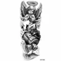 Angel temporary tattoo sticker for arm, waterproof black realistic fake body art design. - NZ1288 Angel Poker Chips Style / 19.8x9.6CM