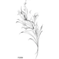 Minimalist floral temporary tattoo sticker, elegant black line art botanical design for body art. - FO006